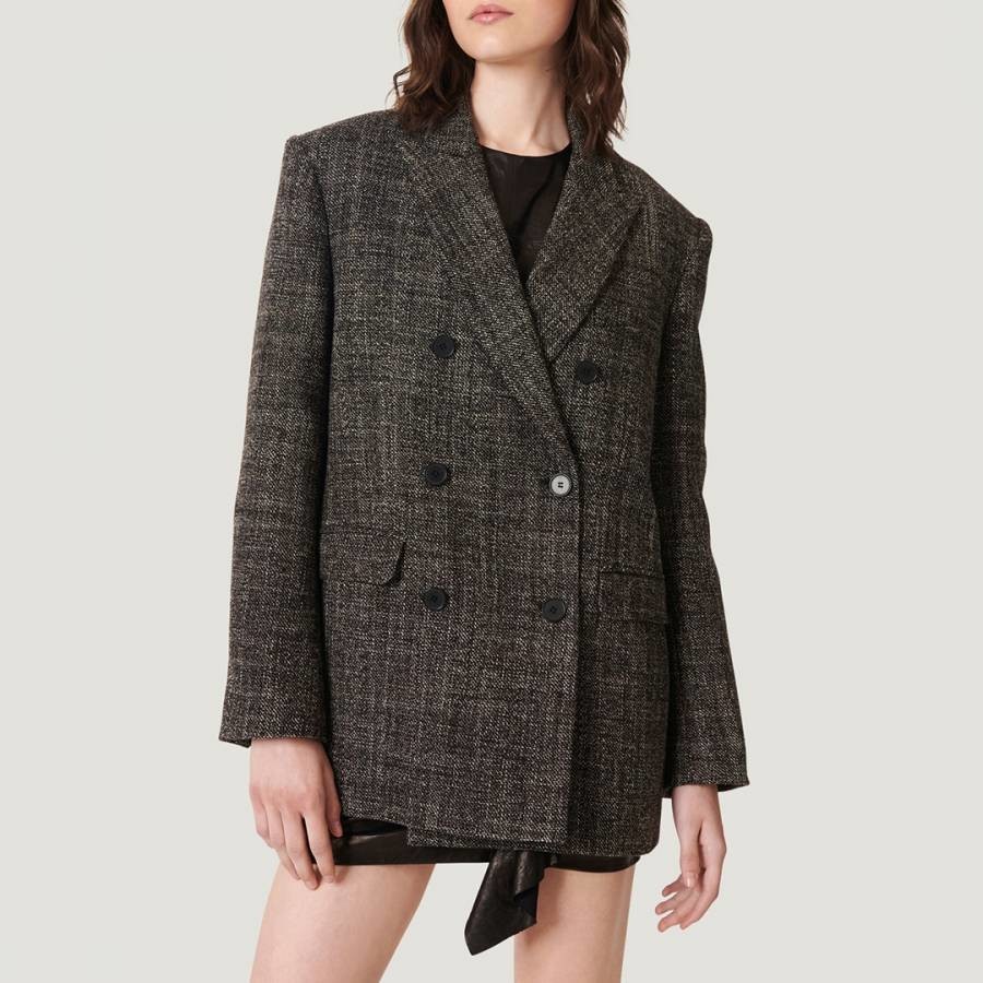 Charcoal Double Breasted Wool Blazer