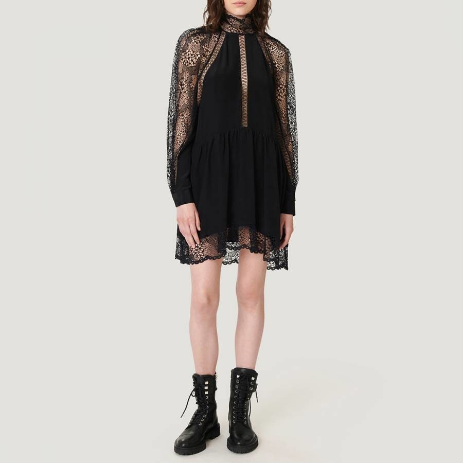 Black Deorro Lace Detail Dress