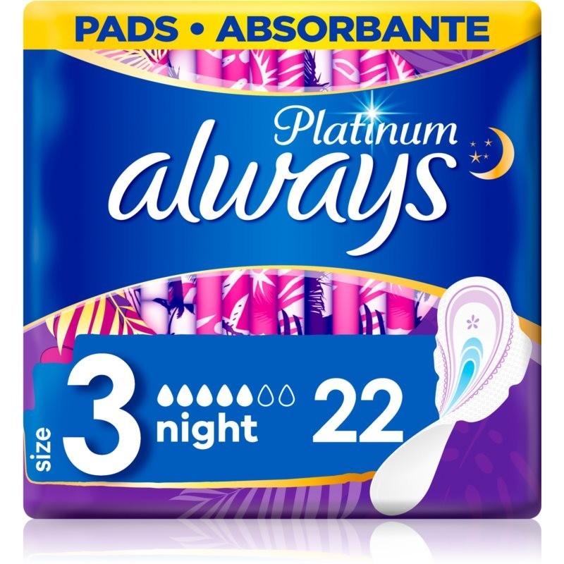 Always Platinum Night Size 3 sanitary towels night 22 pc