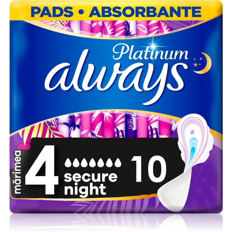 Always Platinum Secure Night Size 4 sanitary towels 10 pc
