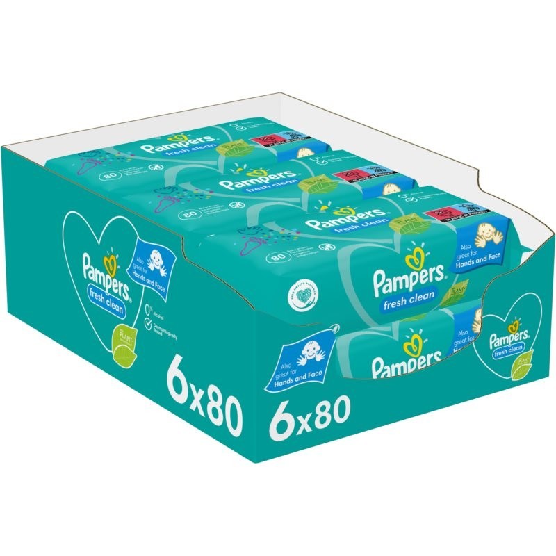 Pampers Fresh Clean XXL wet wipes for kids for sensitive skin 6x80 pc