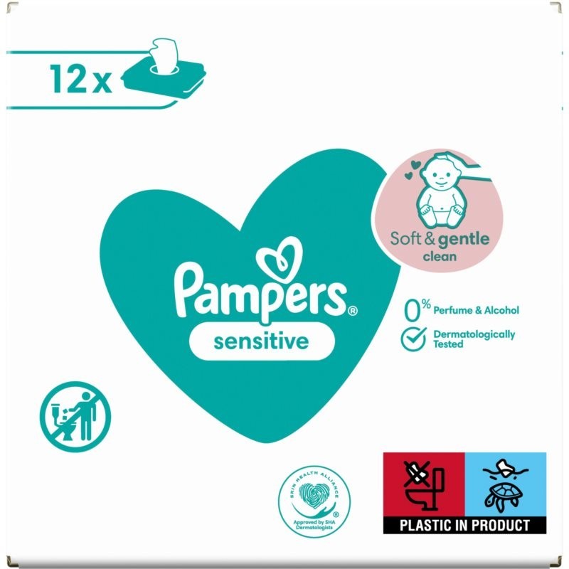 Pampers Sensitive gentle wet wipes for babies for sensitive skin 12x52 pc