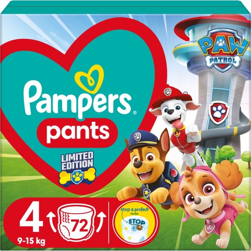 Pampers Active Baby Pants Paw Patrol Size 4 disposable nappy pants 9-15 kg 72 pc