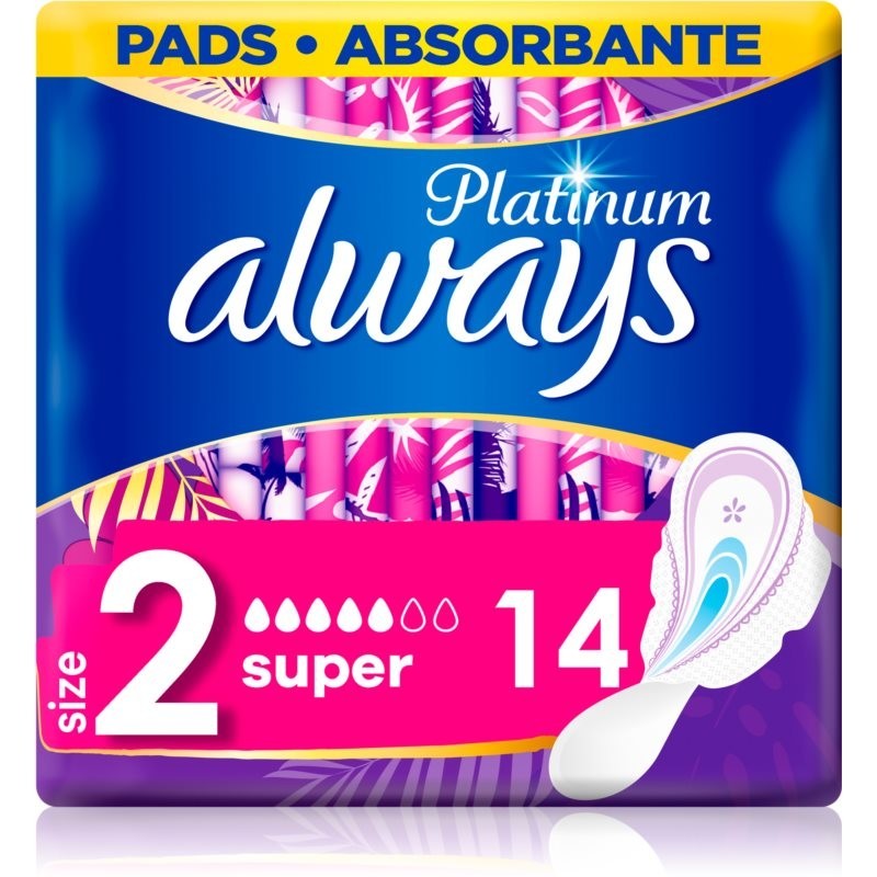 Always Platinum Super Size 2 sanitary towels 14 pc