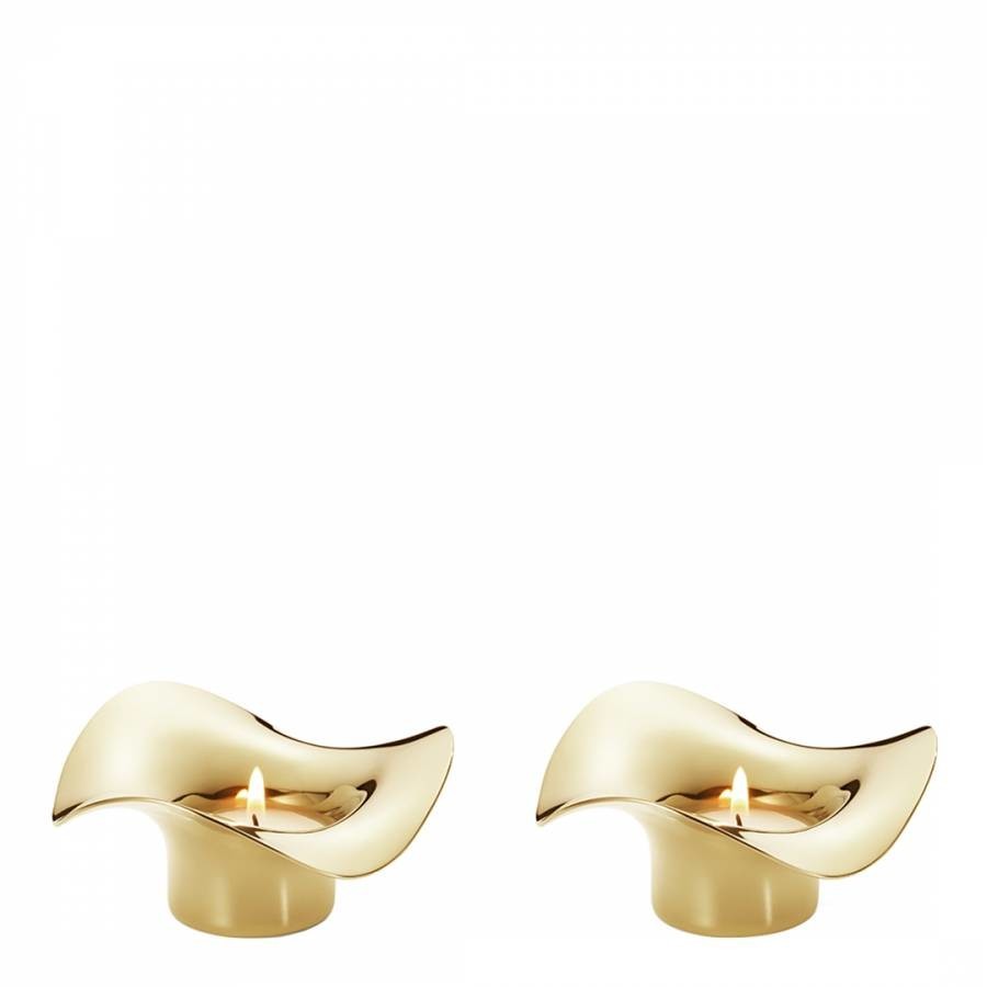 Set of 2 Gold Plated Cobra Tea Light Holders