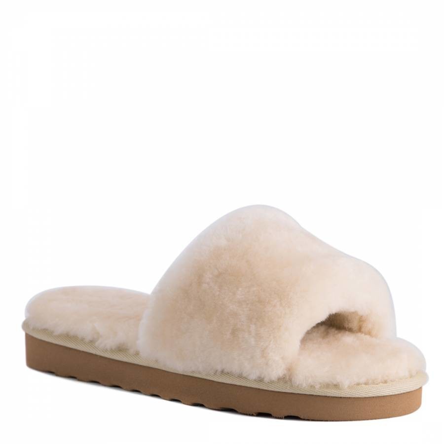 Tan Rosebay Sheepskin Fluff Slide