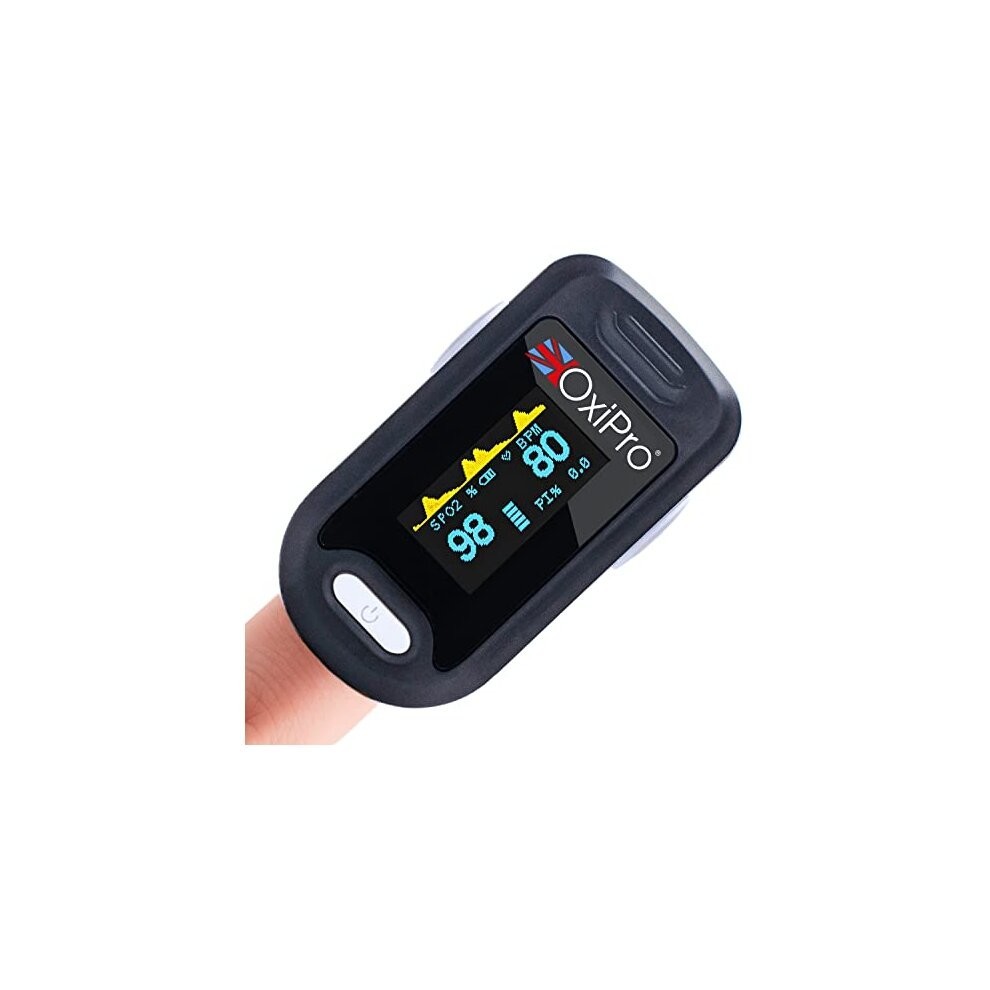 OxiPro 2 - NHS Supplied Pulse Oximeter - CE Approved Blood Oxygen Monitor - Finger Oxygen Saturation Monitor / SATS Monitor SpO2 for Adults and Child