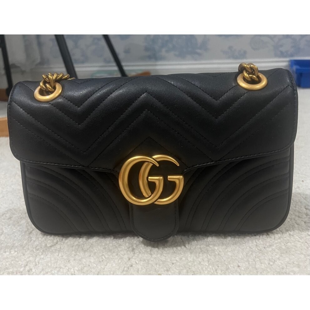 Gucci GG Marmont Small Black Matelasse Shoulder Bag