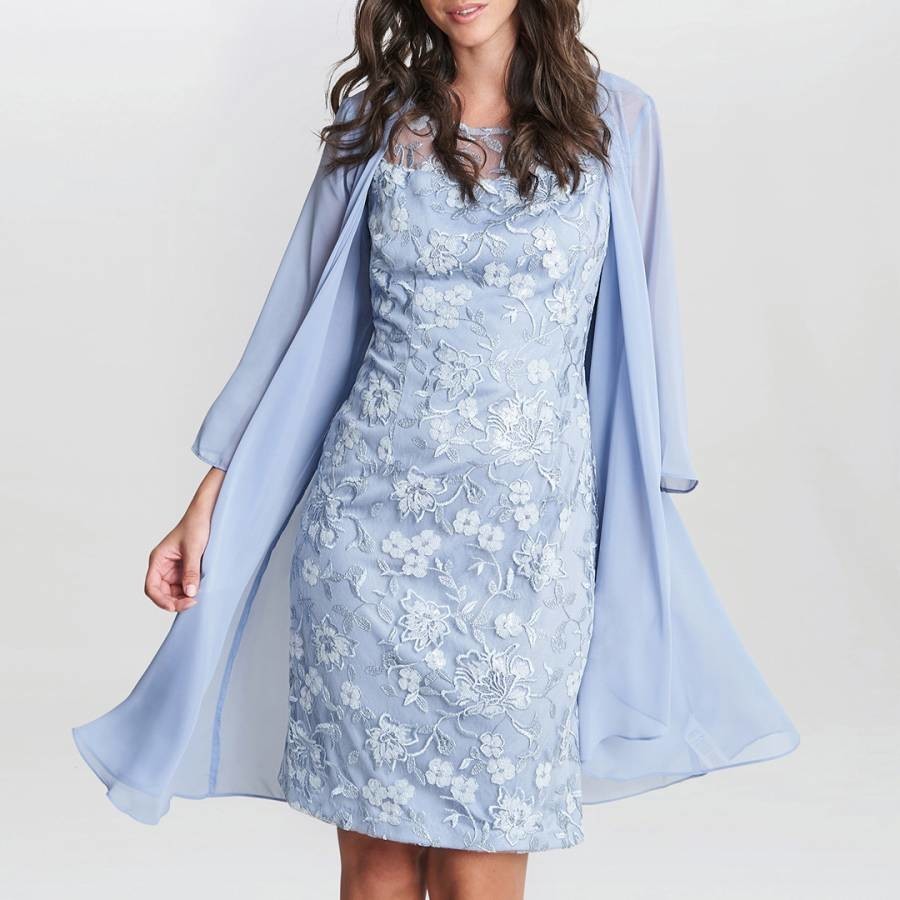 Blue Hayley Embroidered Dress