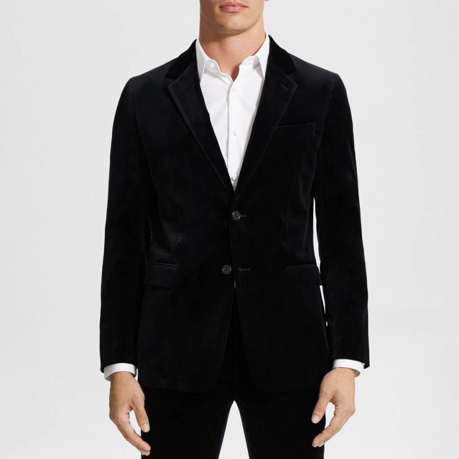Black Chambers Single Breasted Cotton Blend Blazer