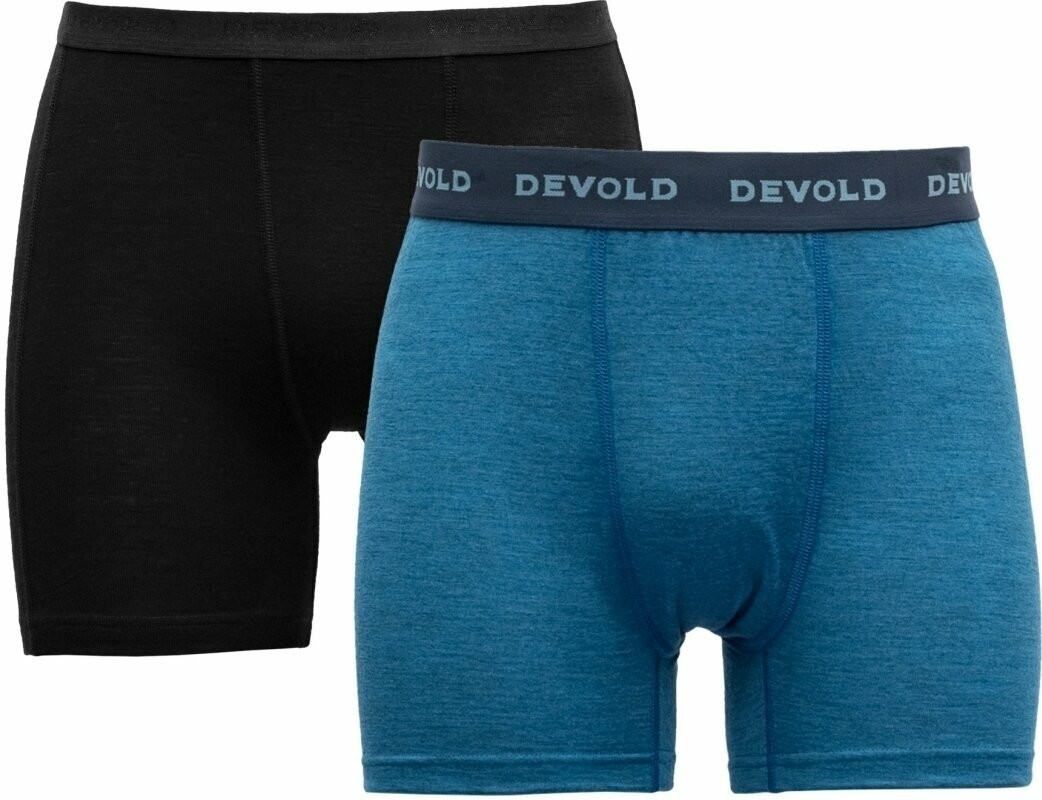 Devold Thermal Underwear Breeze Merino 150 Boxer Man 2 Pack Black/Blue XL