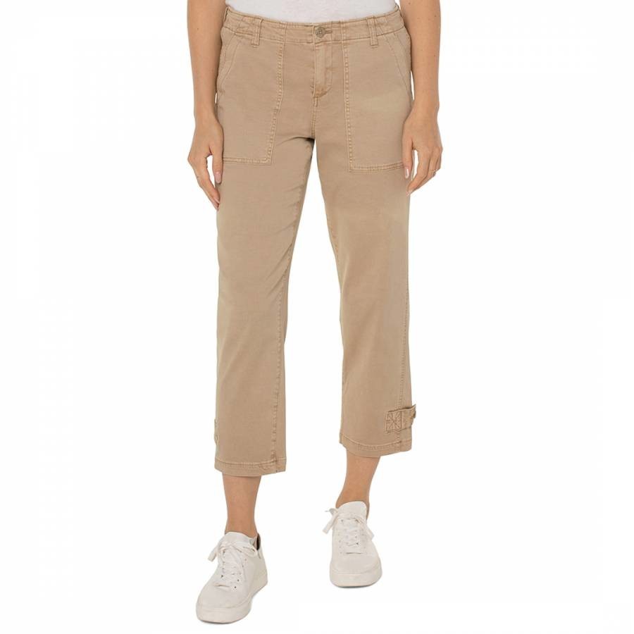 Beige Utility Cropped Cargo Trousers