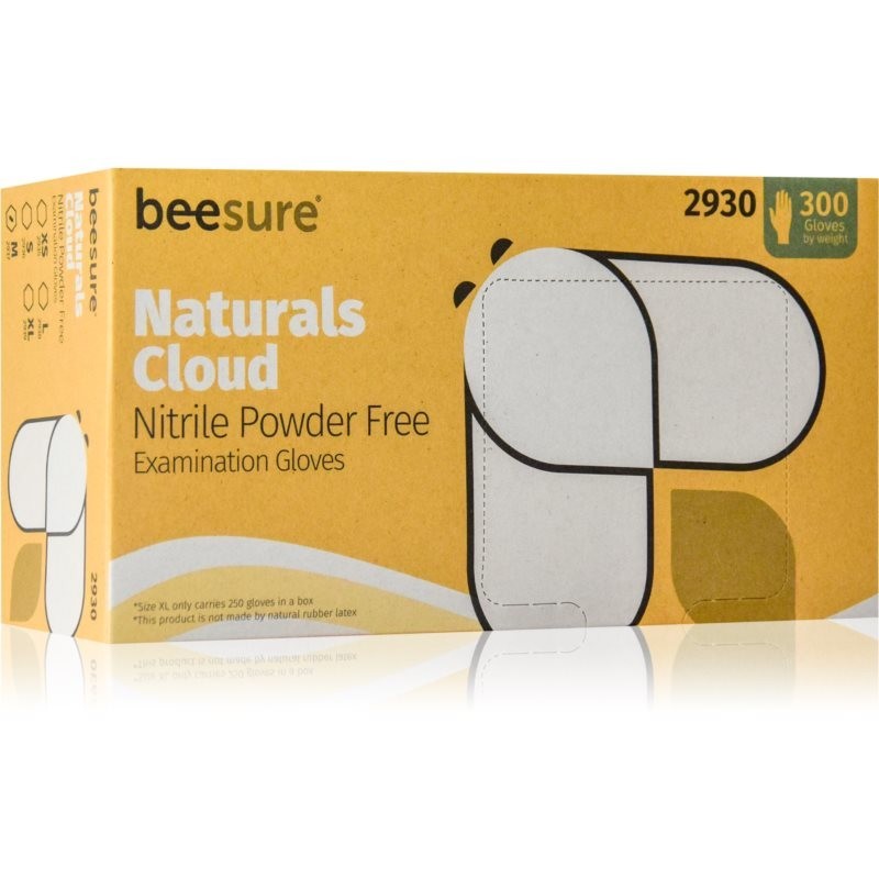BeeSure Naturals Cloud White nitrile powder-free examination gloves size S 300 pc