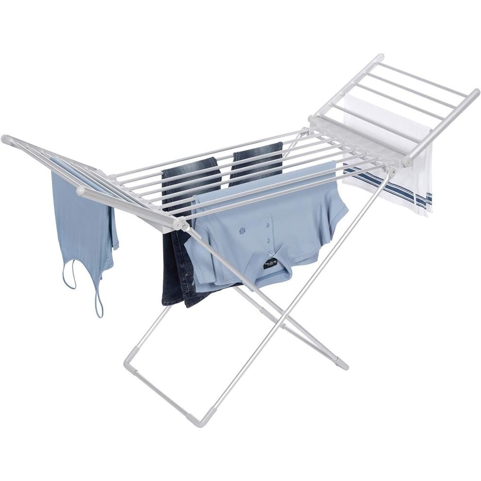 Amazing Extra Large 18 Bar Heated Winged Clothes Airer/Drier Quick Drying Heater Towel Warmer Low Cost To Run Folds Away For Easy Storage