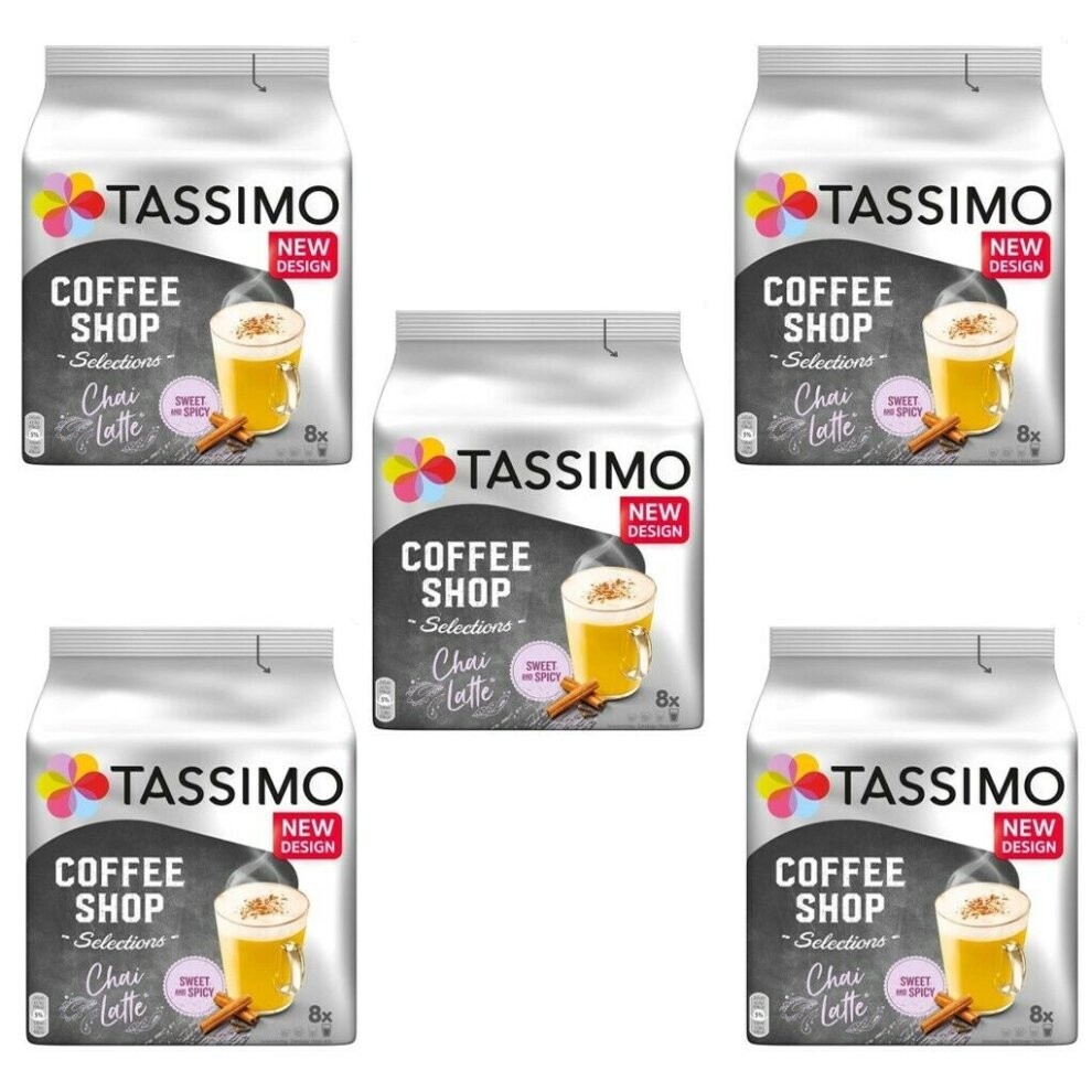 Tassimo Chai Latte Tea Pods, Pack of 5, 40 Drinks