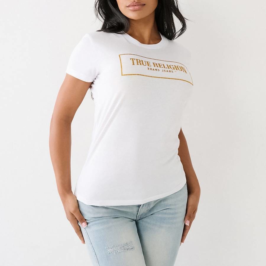 White Box Arched Logo Cotton T-Shirt