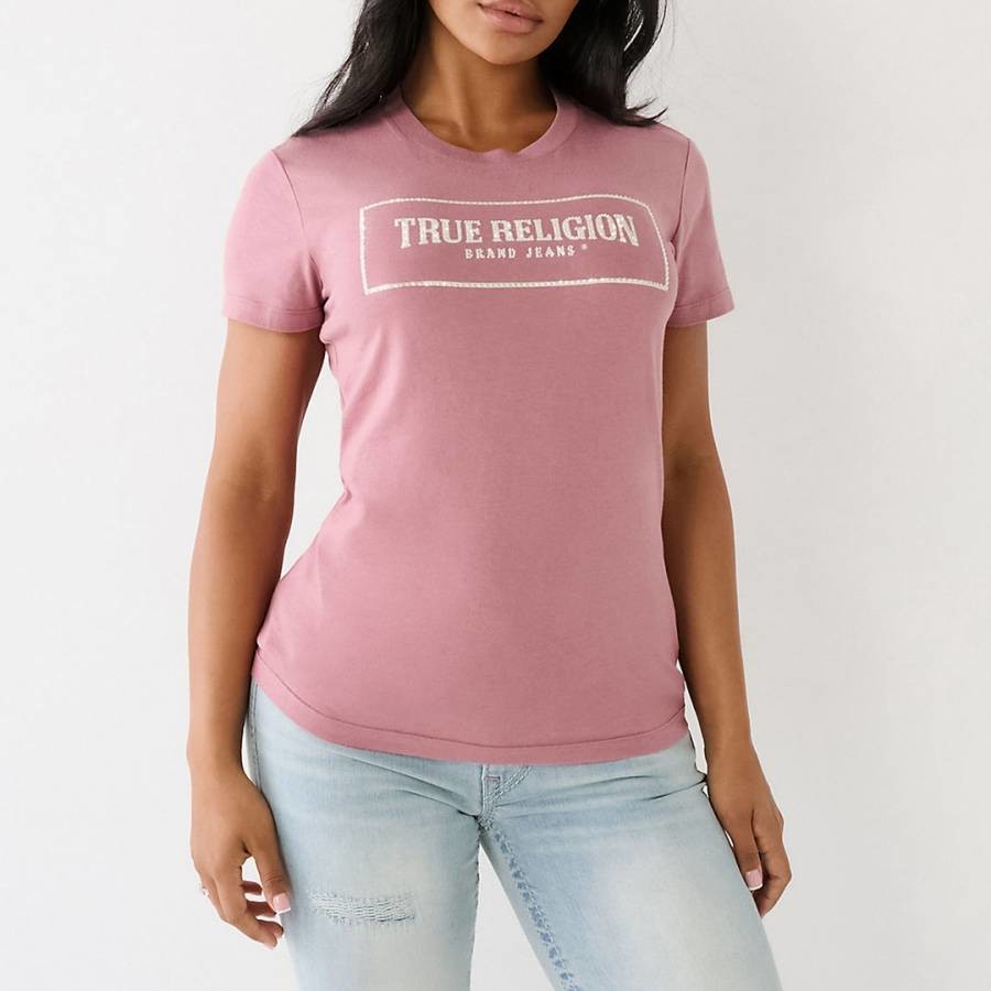 Pink Box Arched Logo Cotton T-Shirt