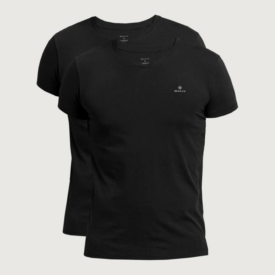 Black 2 Pack V-Neck Cotton T-Shirt