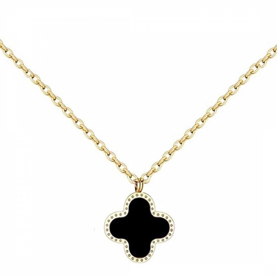 18K Gold Black & White Reversible Pendant Necklace