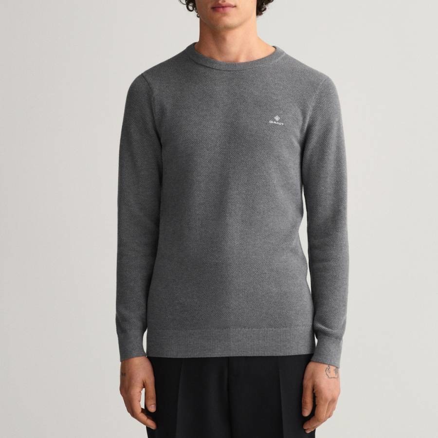 Charcoal Crew Neck Cotton Jumper