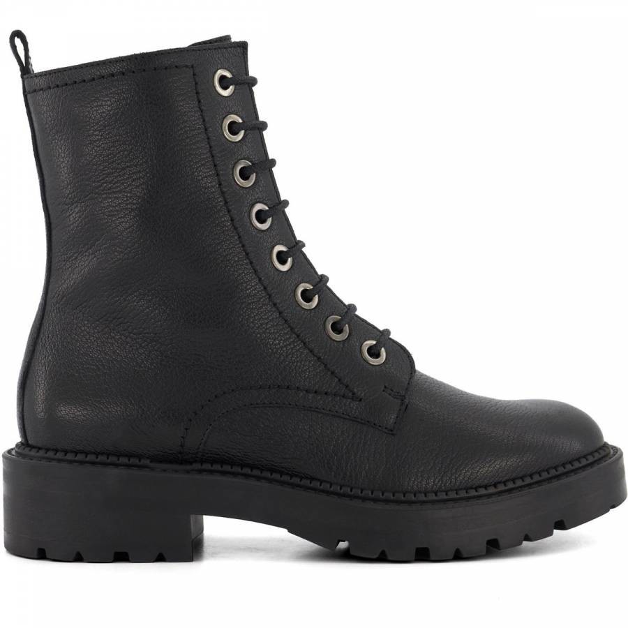 Black Press Leather Mid Boot