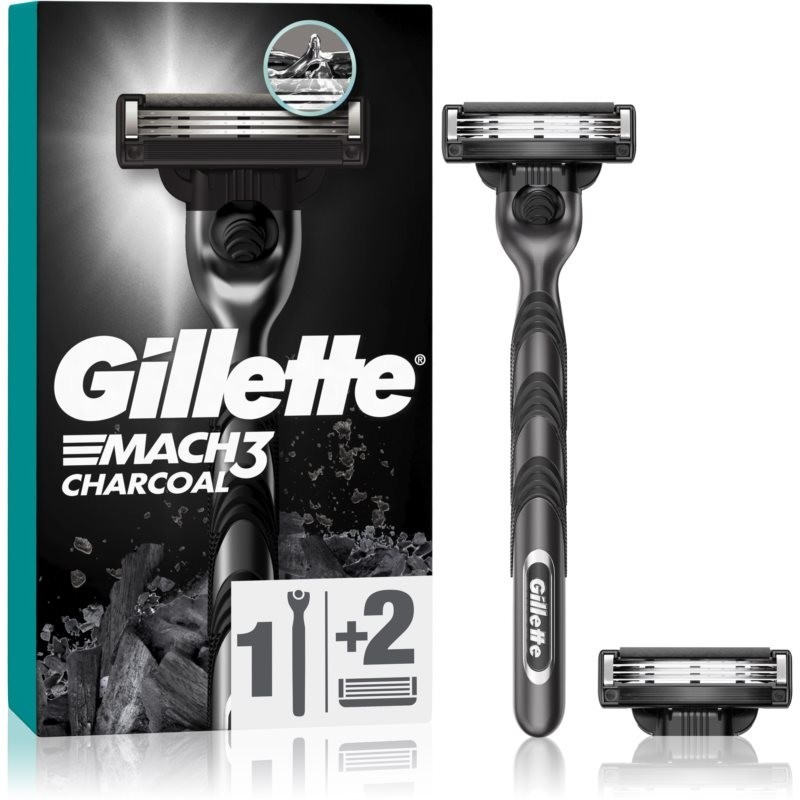 Gillette Mach3 Charcoal razor + replacement heads 2 pc