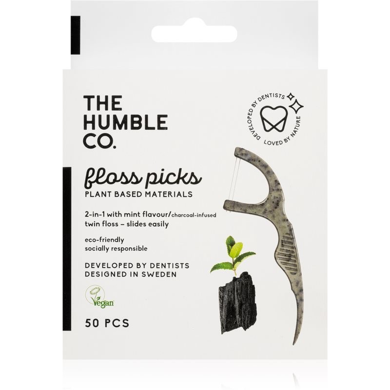 The Humble Co. Floss Picks toothpick Charcoal 50 pc