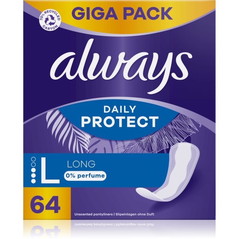 Always Daily Protect Long panty liners fragrance-free 64 pc