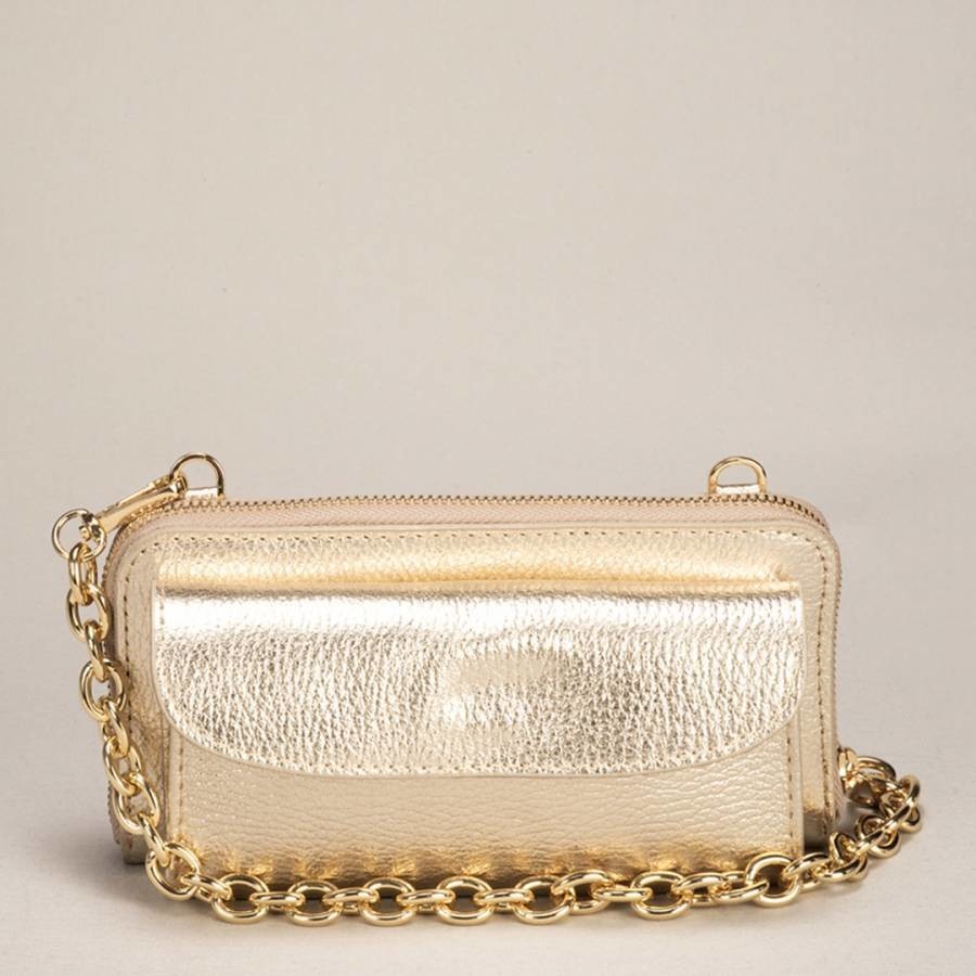 Platinum Italian Leather Wallet/Top Handle Bag