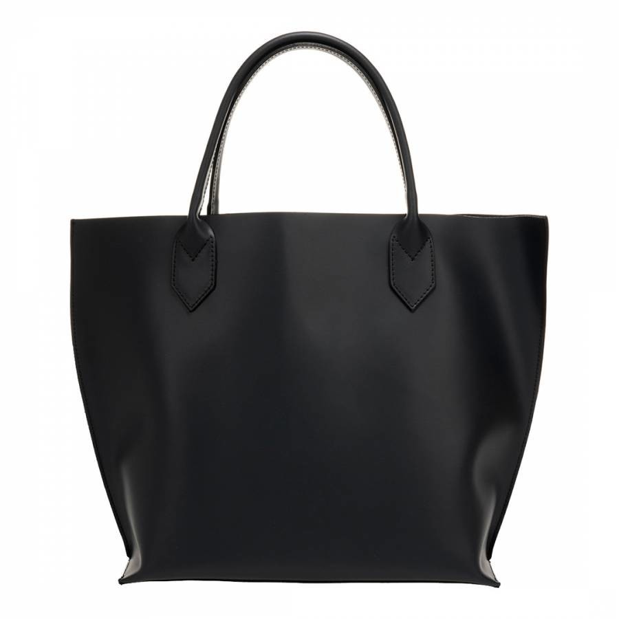 Dark Blue Italian Leather Top Handle Bag