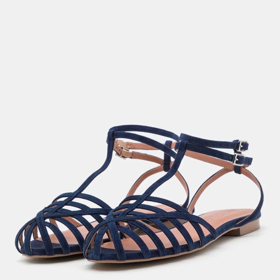 Blue Lila Leather Sandals
