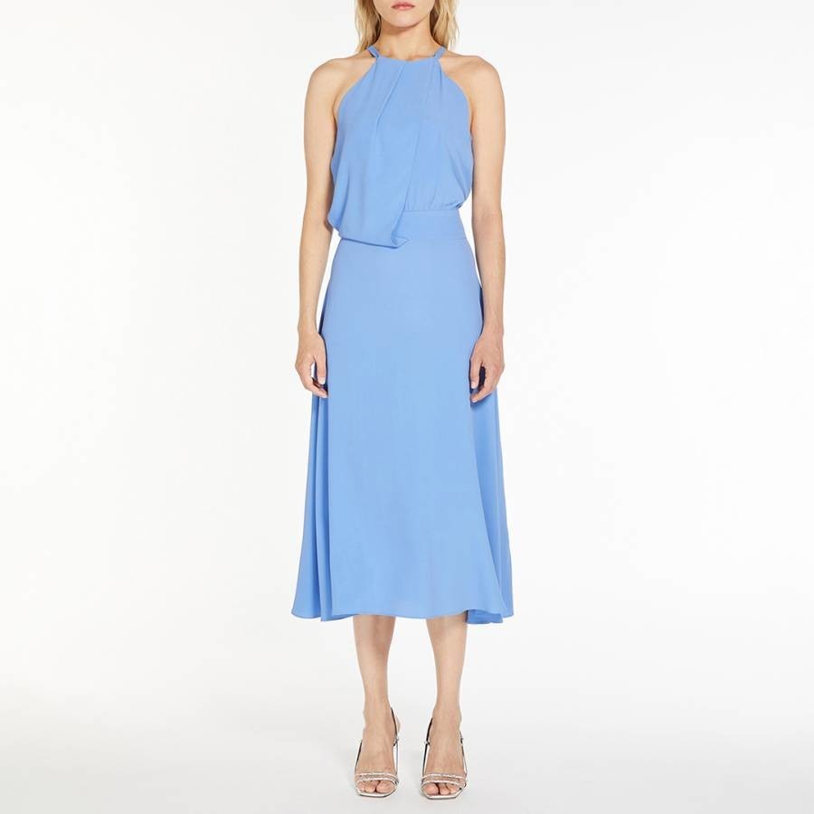 Blue Infante Silk Blend Midi Dress