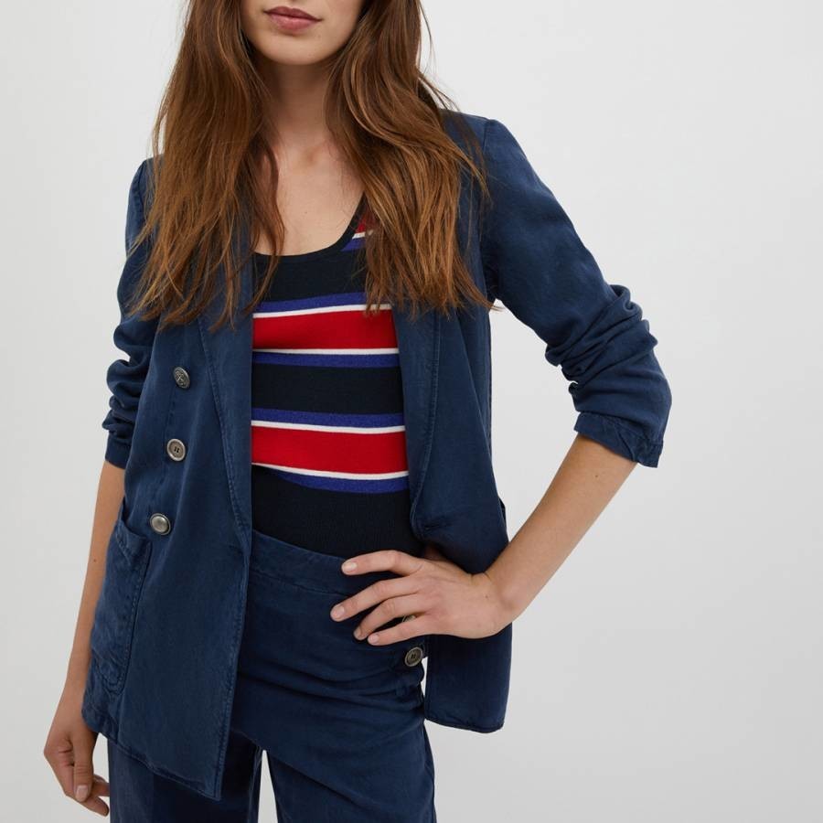 Navy Ammira Button Blazer