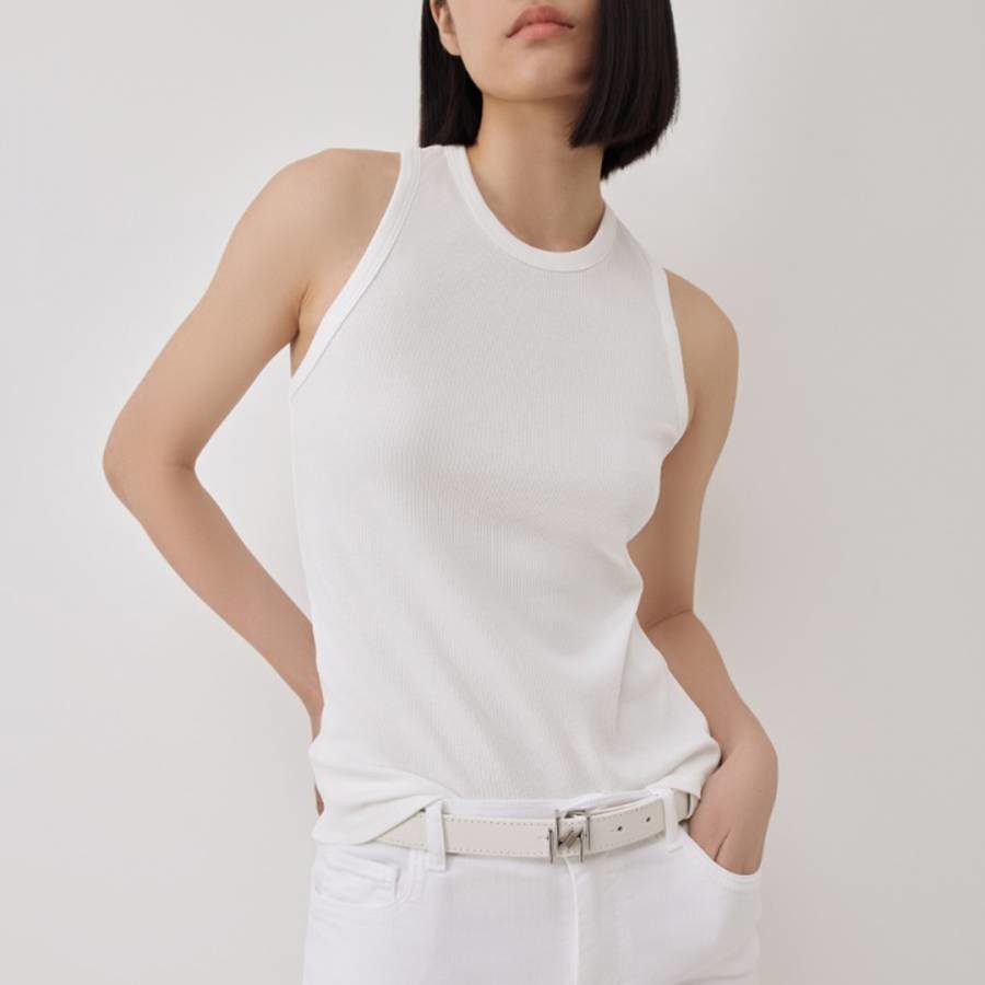 White Claudia Ribbed Cotton Top