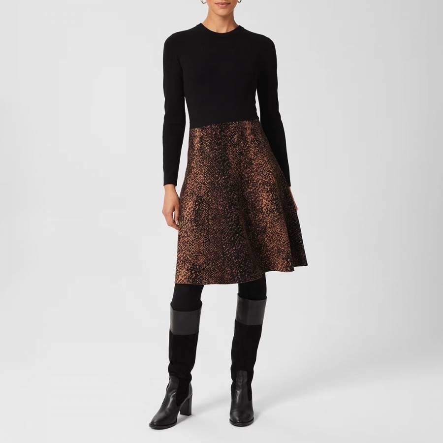 Black/Brown Hallie Knitted Dress