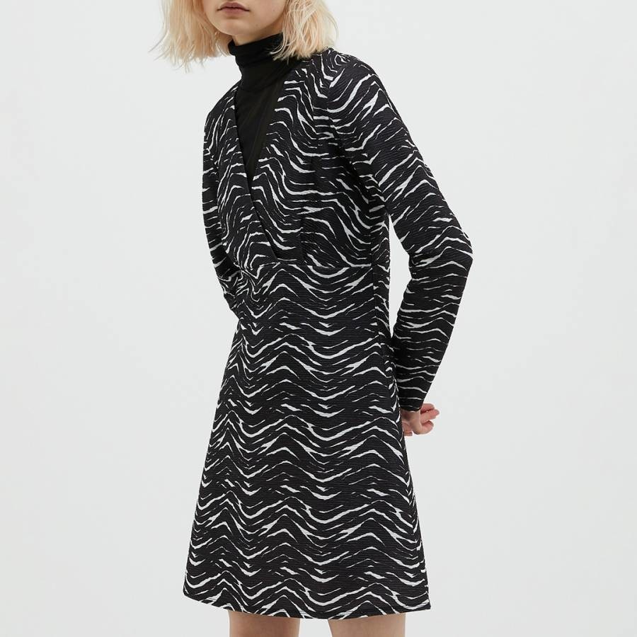 Black Dami Pattern Mini Dress