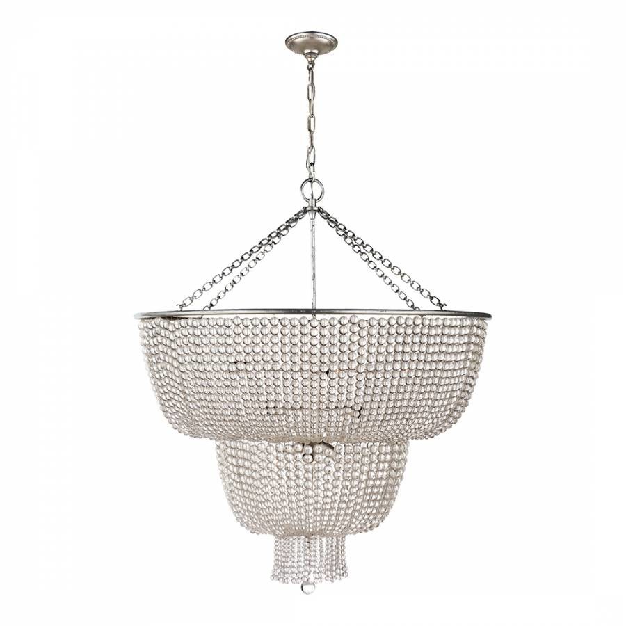 Jacqueline Two-Tier Chandelier in Burnished Silver Leaf with Clear Glass