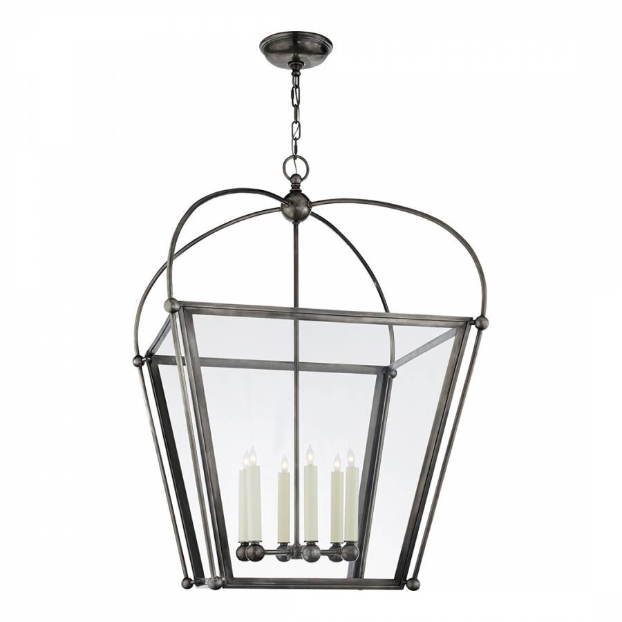 Riverside Large Lantern in Bronze with Clear Glass
