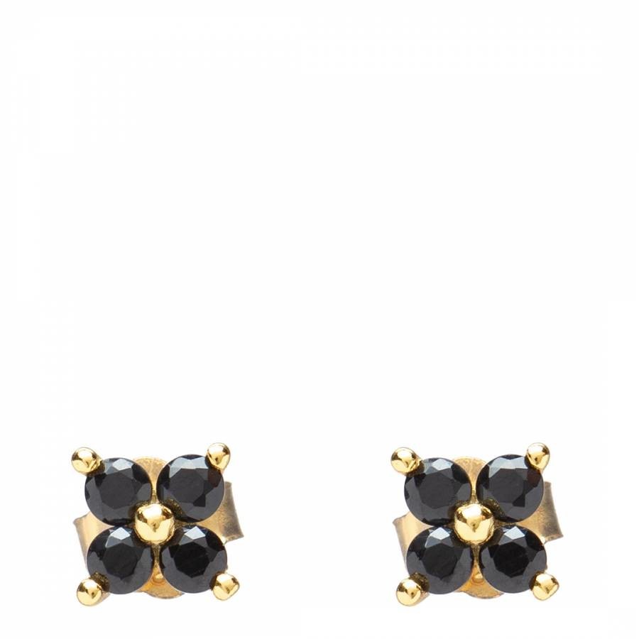 Black & Gold Daisy Stud Earrings