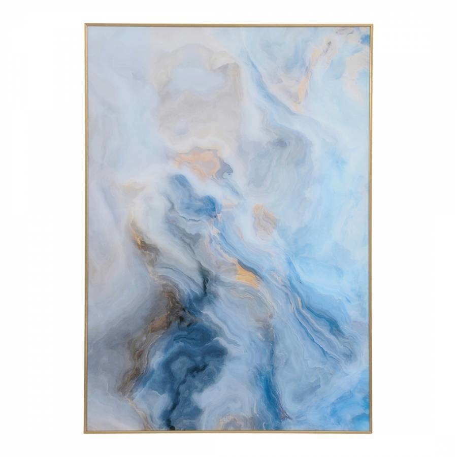 Blue And Gold Marble Effect Glass Wall Art 70x100cm