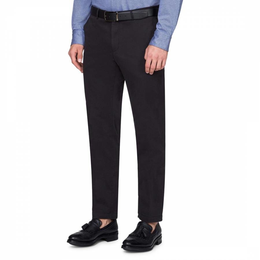 Black Stanino Stretch Cotton Trousers