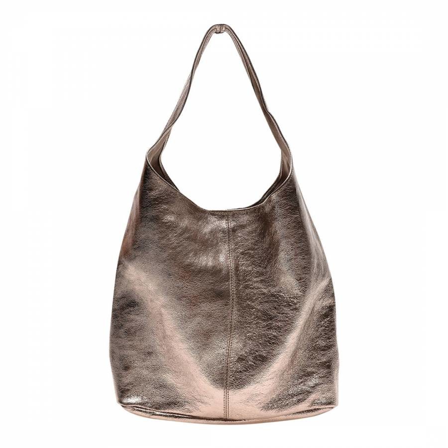 Bronze Leather Top Handle Bag