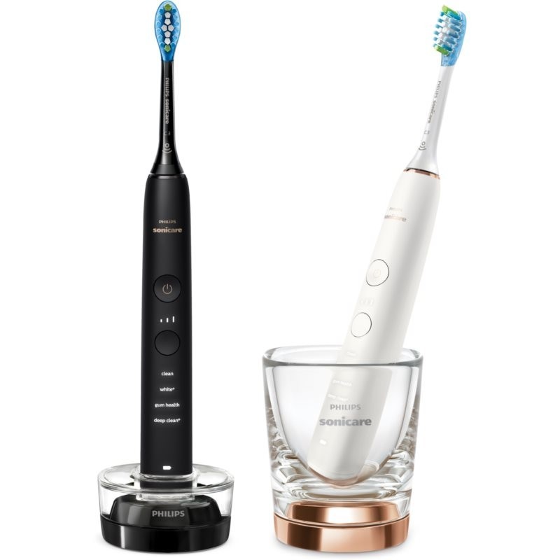 Philips Sonicare 9000 DiamondClean HX9914/57 sonic electric toothbrush, 2 shafts Black and Rosegold 2 pc