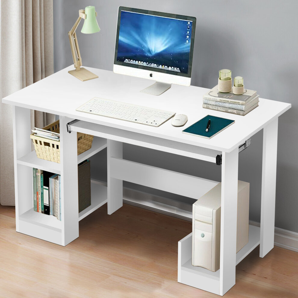 ((White)) Computer Desk Home Laptop PC Table Shelves Workstation