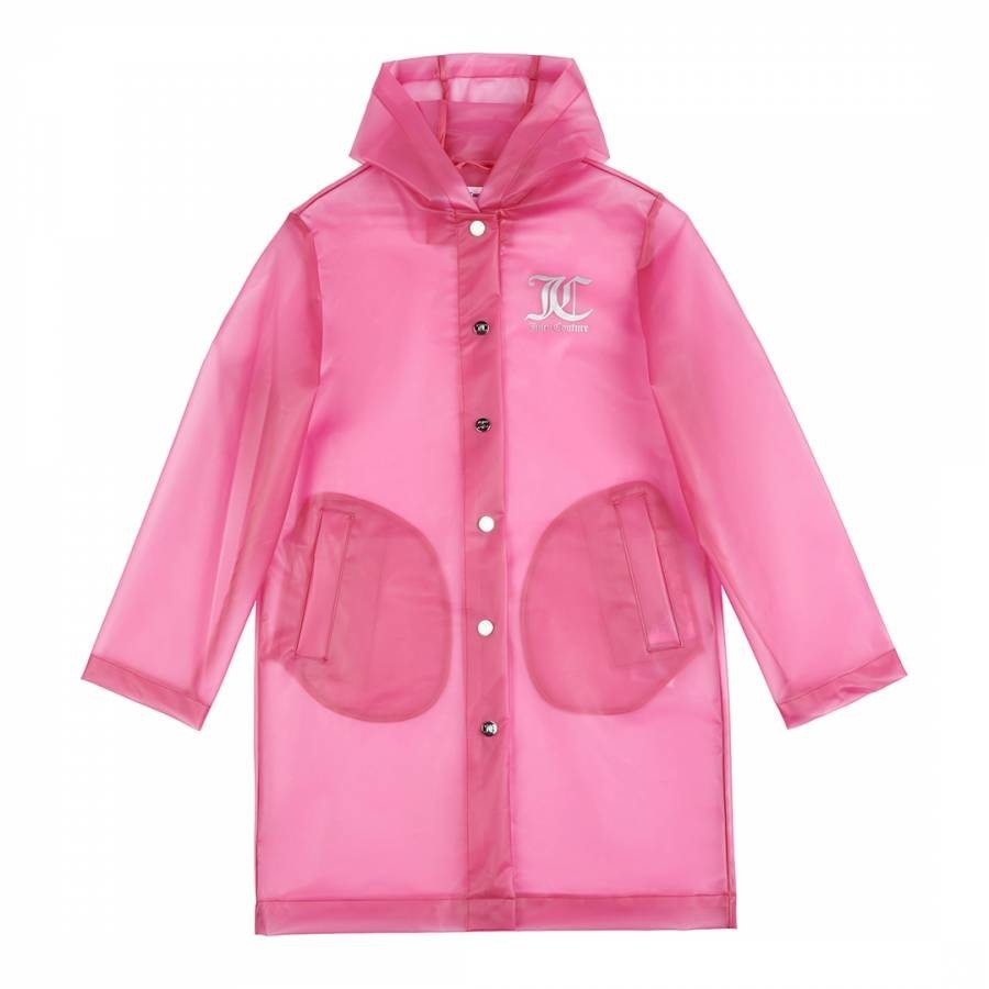 Girl's Pink Frosted Longline Mac