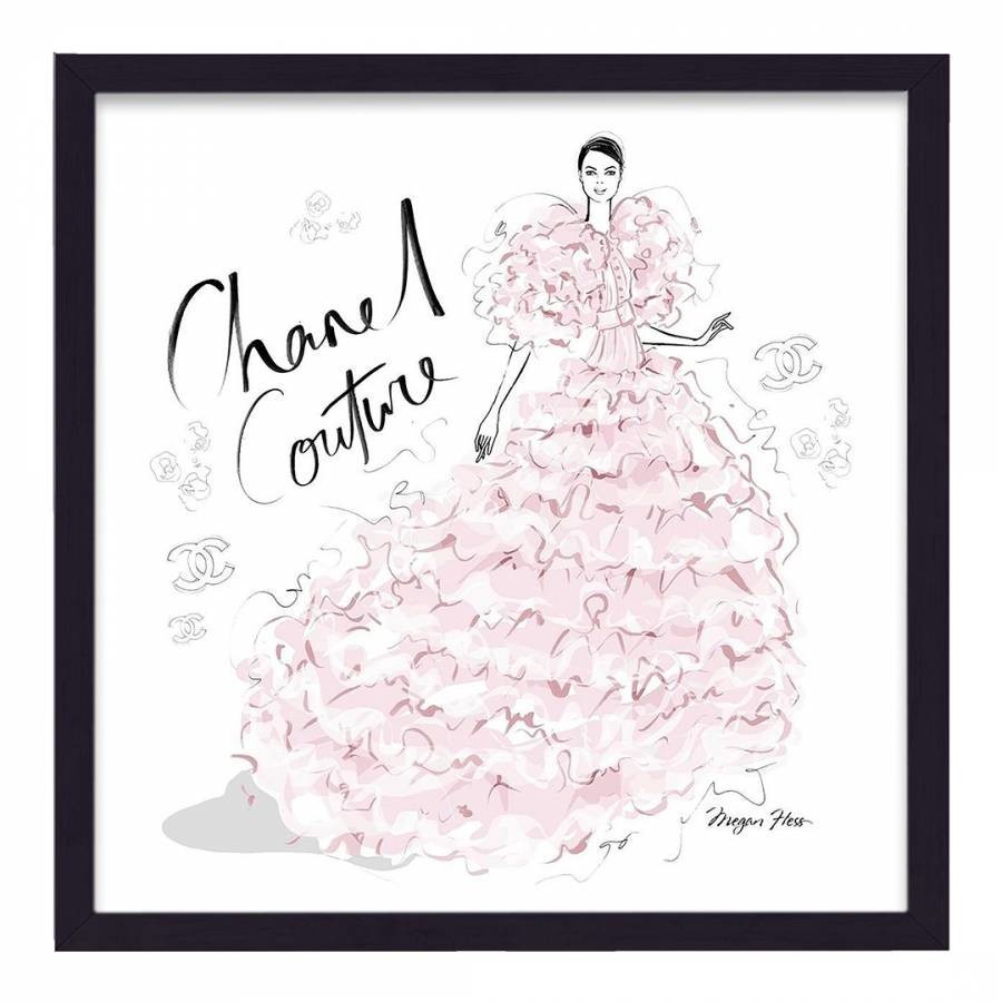 Chanel Couture Pink Layered Gown 44x33cm Framed Print
