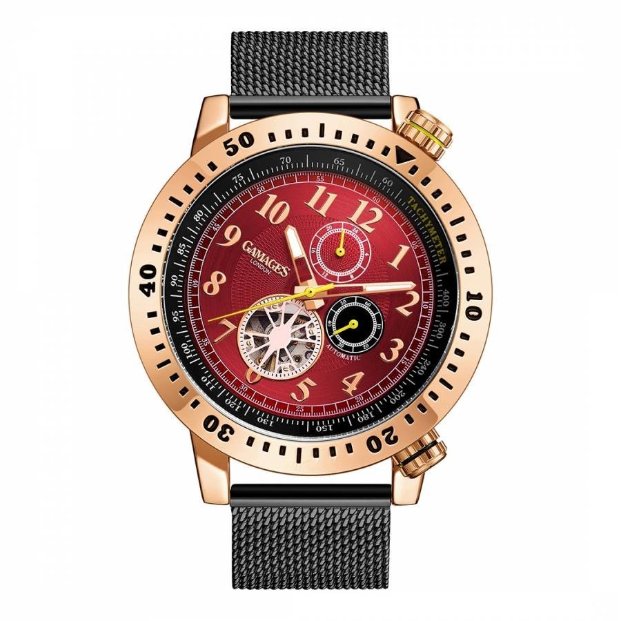 Men's Watch Gamages Of London Limited Edition Hand Assembled Aspect Timer Automatic Rose Red