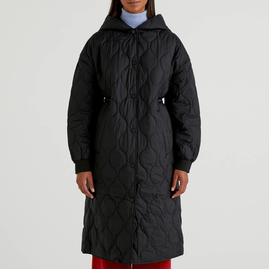 Black Quilted Padded Longline Jacket