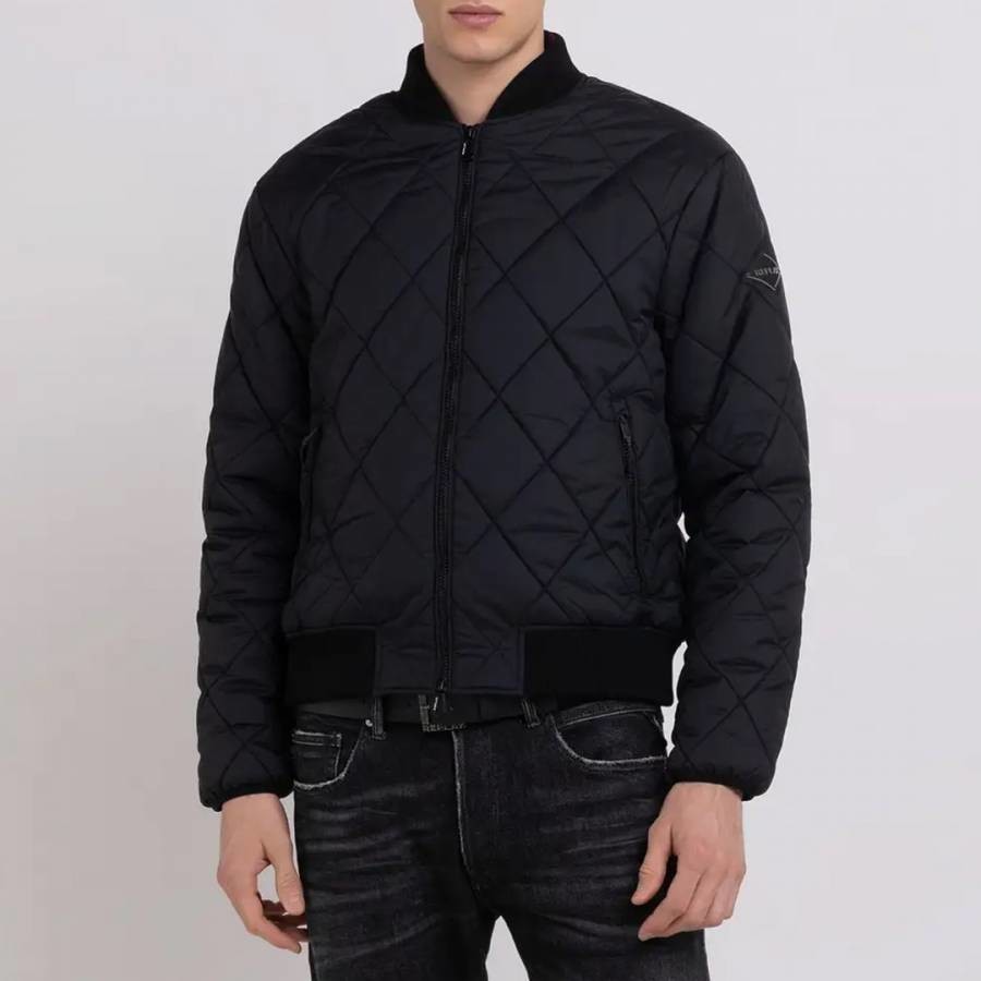Black Quilted Zip Up Jacket