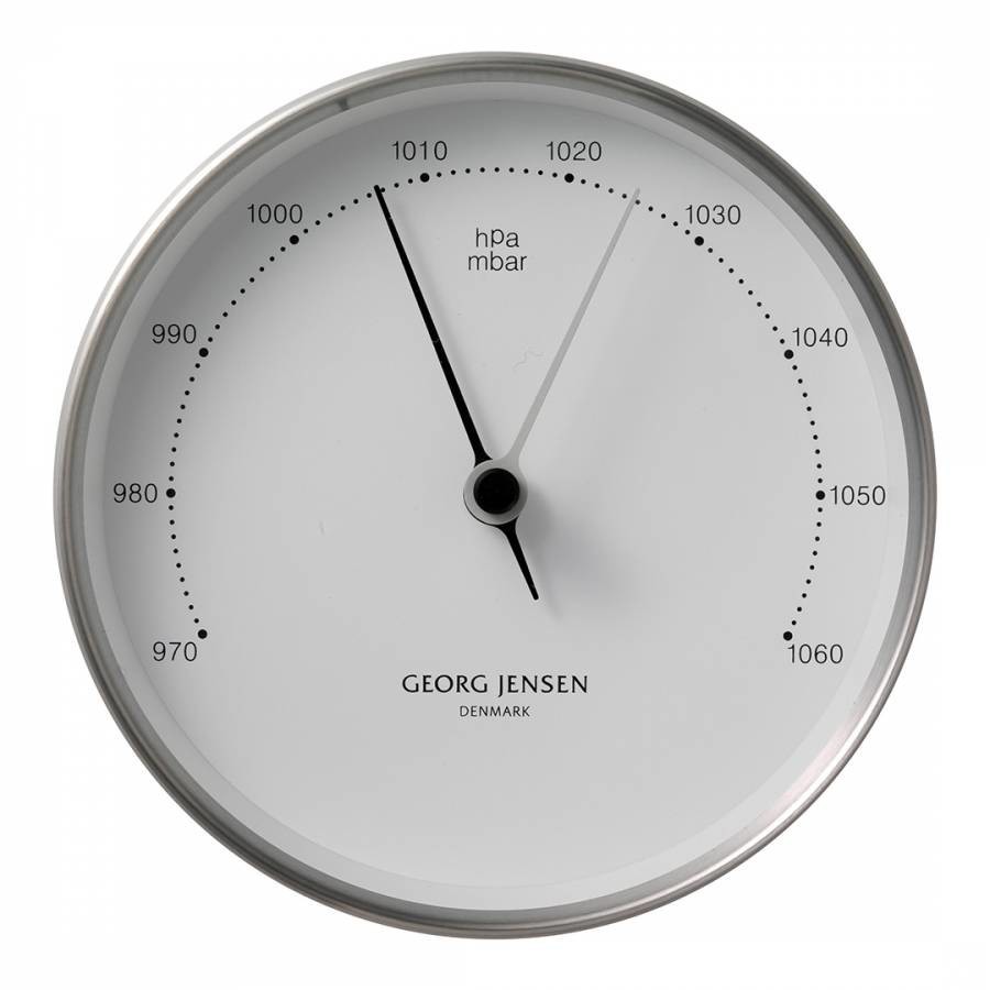 Henning Koppel Barometer Clock 10cm Steel & White